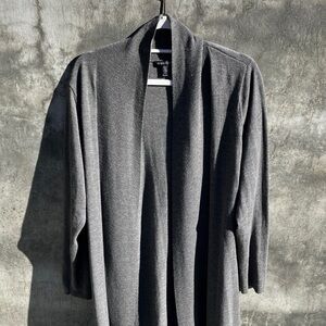 Longline Eileen Fisher Gray Open-Front Duster